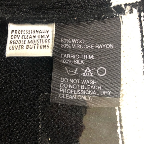 Women's St. John Collection By Marie Gray Black/White Striped Wool+ Sweater. 8 - Picture 16 of 16